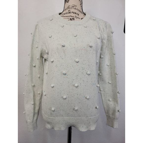 Modcloth Mini Pom Pom Confetti Pullover Sweater Sz M Mint Green Crew Neck Womens - Picture 2 of 9